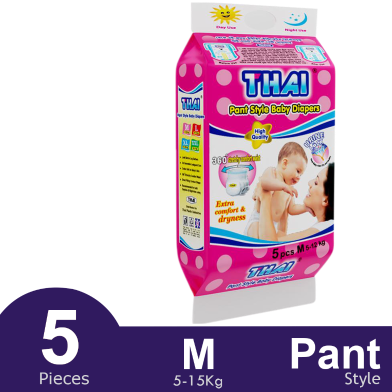 Thai Baby Diapers (Pant Style) M (5-12 Kg) - 5Pcs